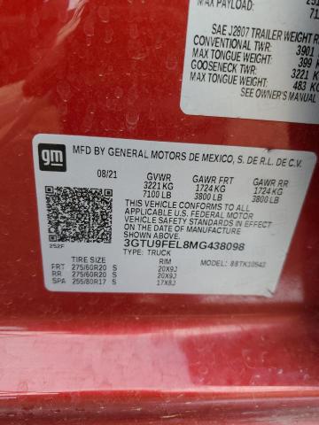 2021 GMC SIERRA K15 - 3GTU9FEL8MG438098