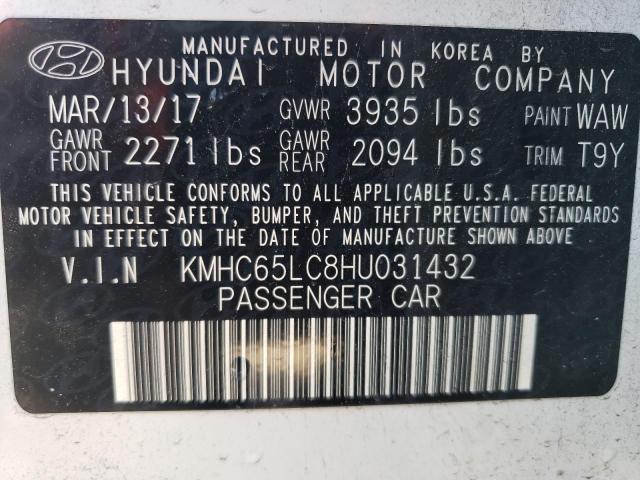 2017 HYUNDAI IONIQ BLUE - KMHC65LC8HU031432