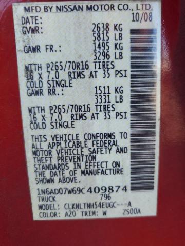 2009 Nissan Frontier Crew Cab Se VIN: 1N6AD07W69C409874 Lot: 61272924
