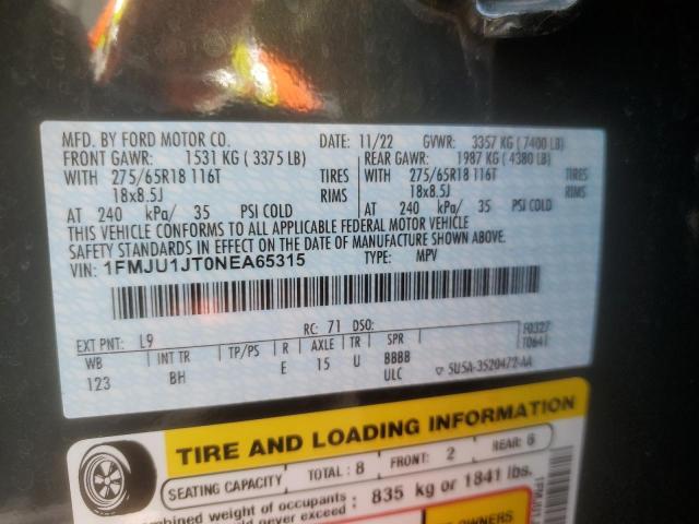 2022 Ford Expedition Xlt VIN: 1FMJU1JT0NEA65315 Lot: 63331334