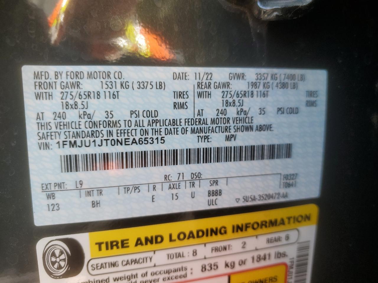 1FMJU1JT0NEA65315 2022 Ford Expedition Xlt