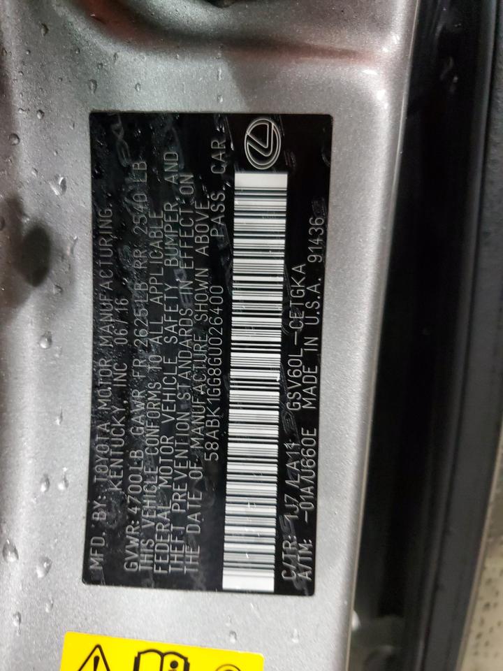 58ABK1GG8GU026400 2016 Lexus Es 350