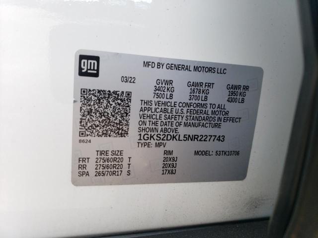 2022 GMC YUKON DENA - 1GKS2DKL5NR227743