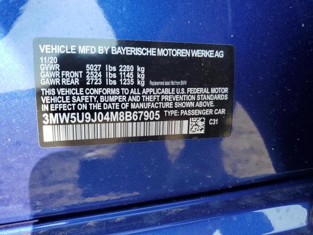 2021 BMW M340Xi VIN: 3MW5U9J04M8B67905 Lot: 60676964