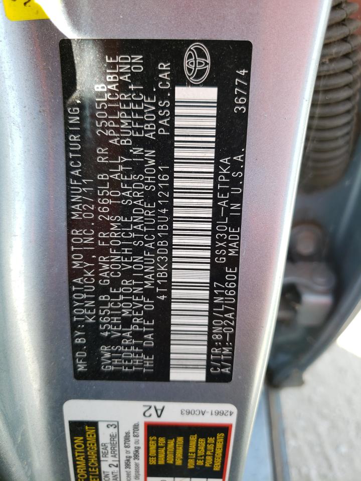 4T1BK3DB1BU412161 2011 Toyota Avalon Base