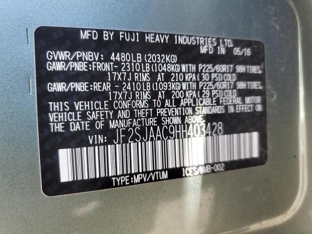 2017 SUBARU FORESTER 2 - JF2SJAAC9HH403428