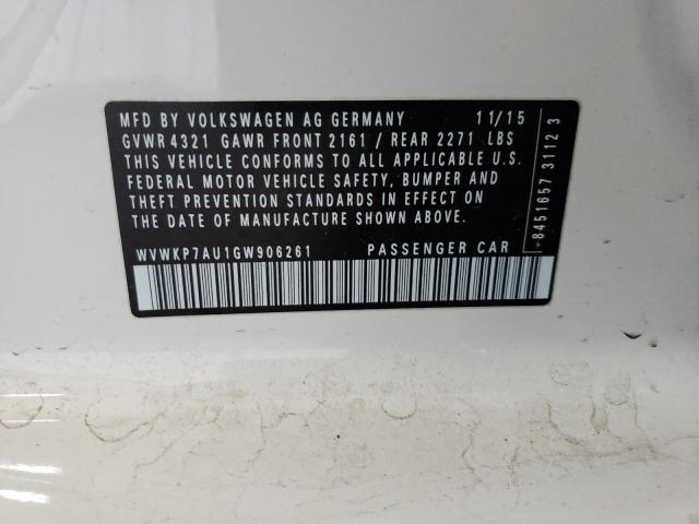 2016 VOLKSWAGEN E-GOLF SE - WVWKP7AU1GW906261