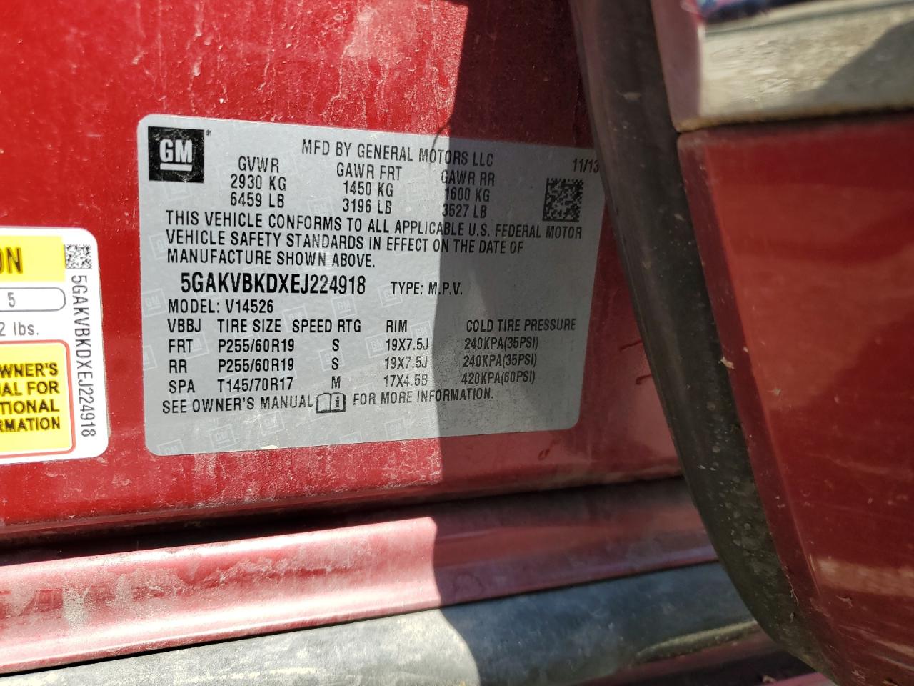 5GAKVBKDXEJ224918 2014 Buick Enclave