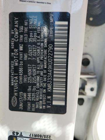 2019 Hyundai Tucson Limited VIN: KM8J33A49KU072790 Lot: 61505724