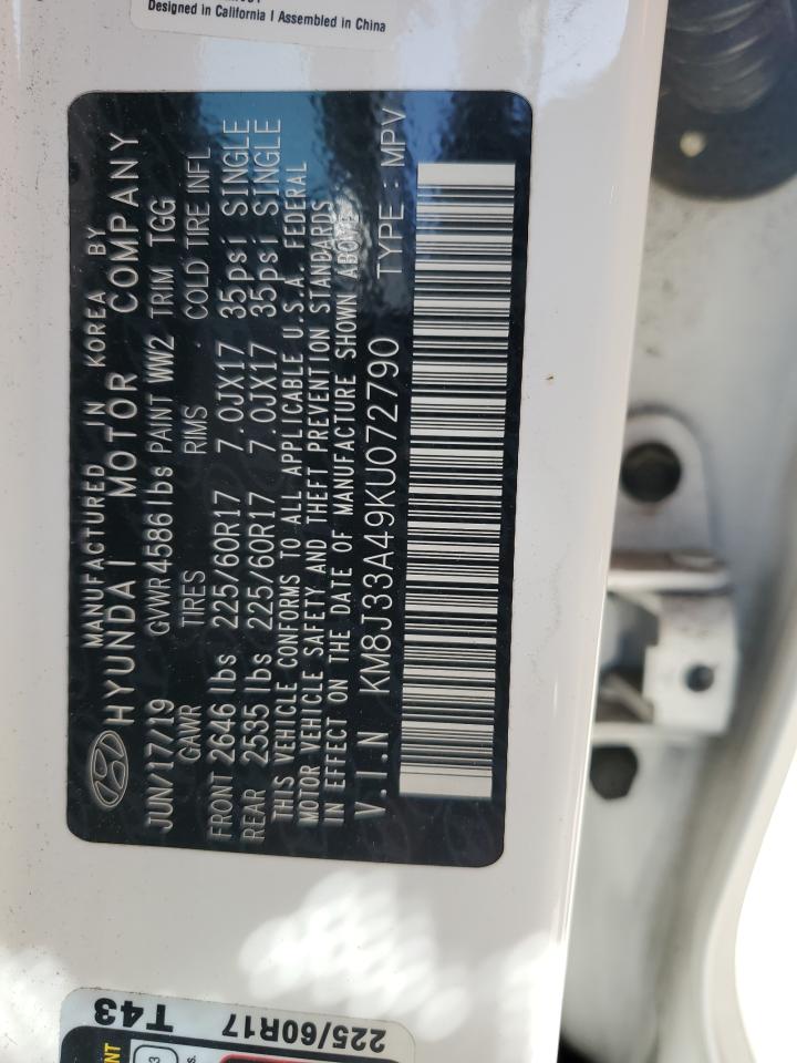 KM8J33A49KU072790 2019 Hyundai Tucson Limited