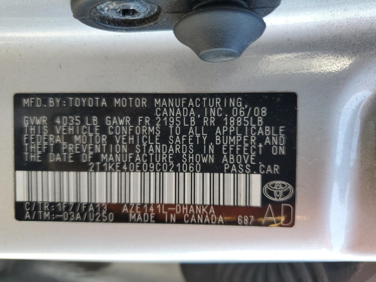 2T1KE40E09C021060 2009 Toyota Corolla Matrix S 2T1KE40E09C021060 2009 Toyota Corolla Matrix S