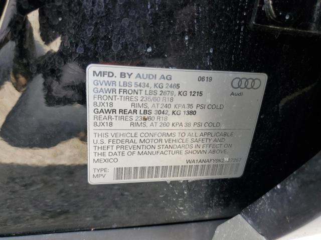 VIN WA1ANAFY9K2127257 2019 Audi Q5, Premium no.12