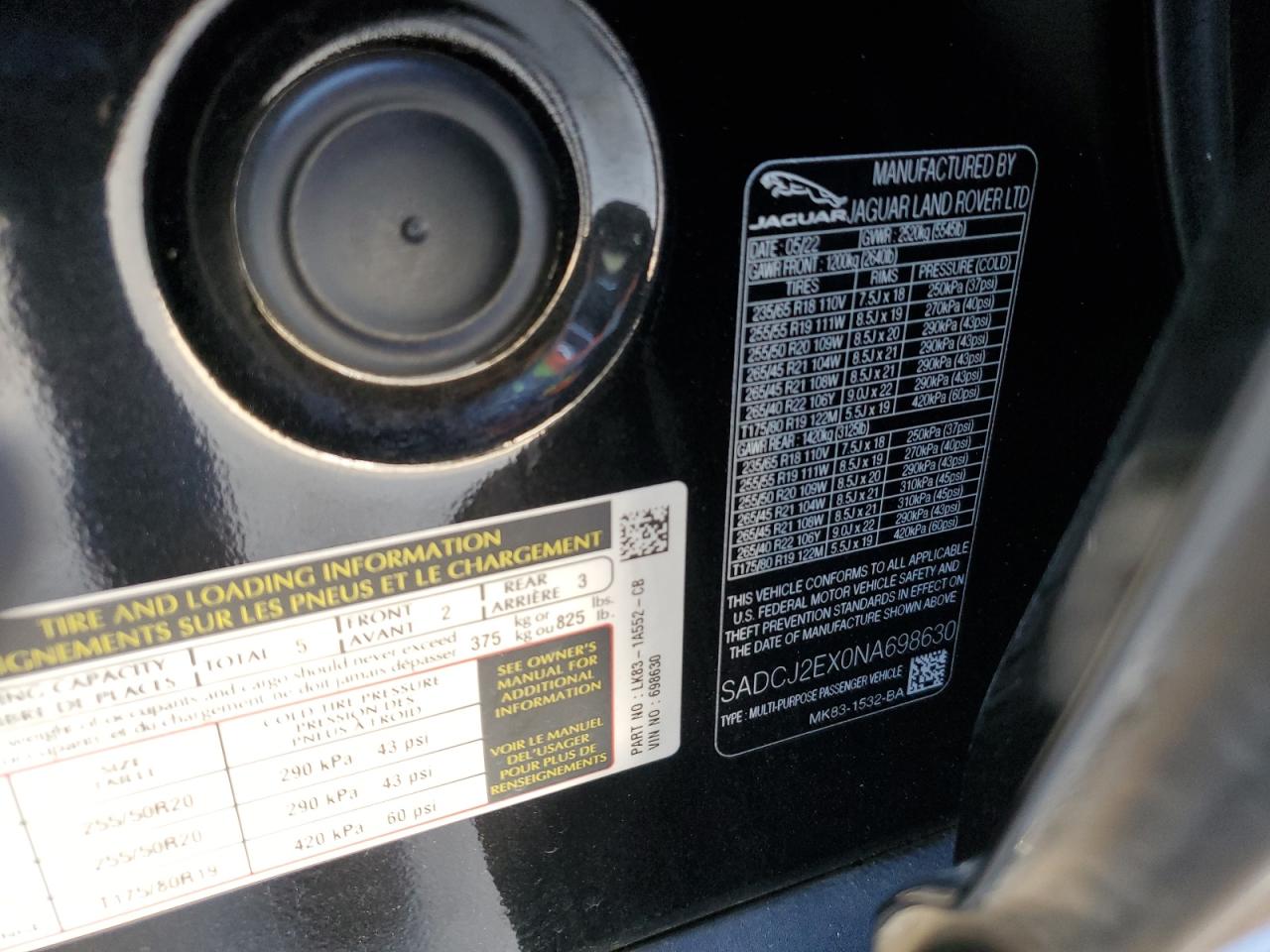 SADCJ2EX0NA698630 2022 Jaguar F-Pace S