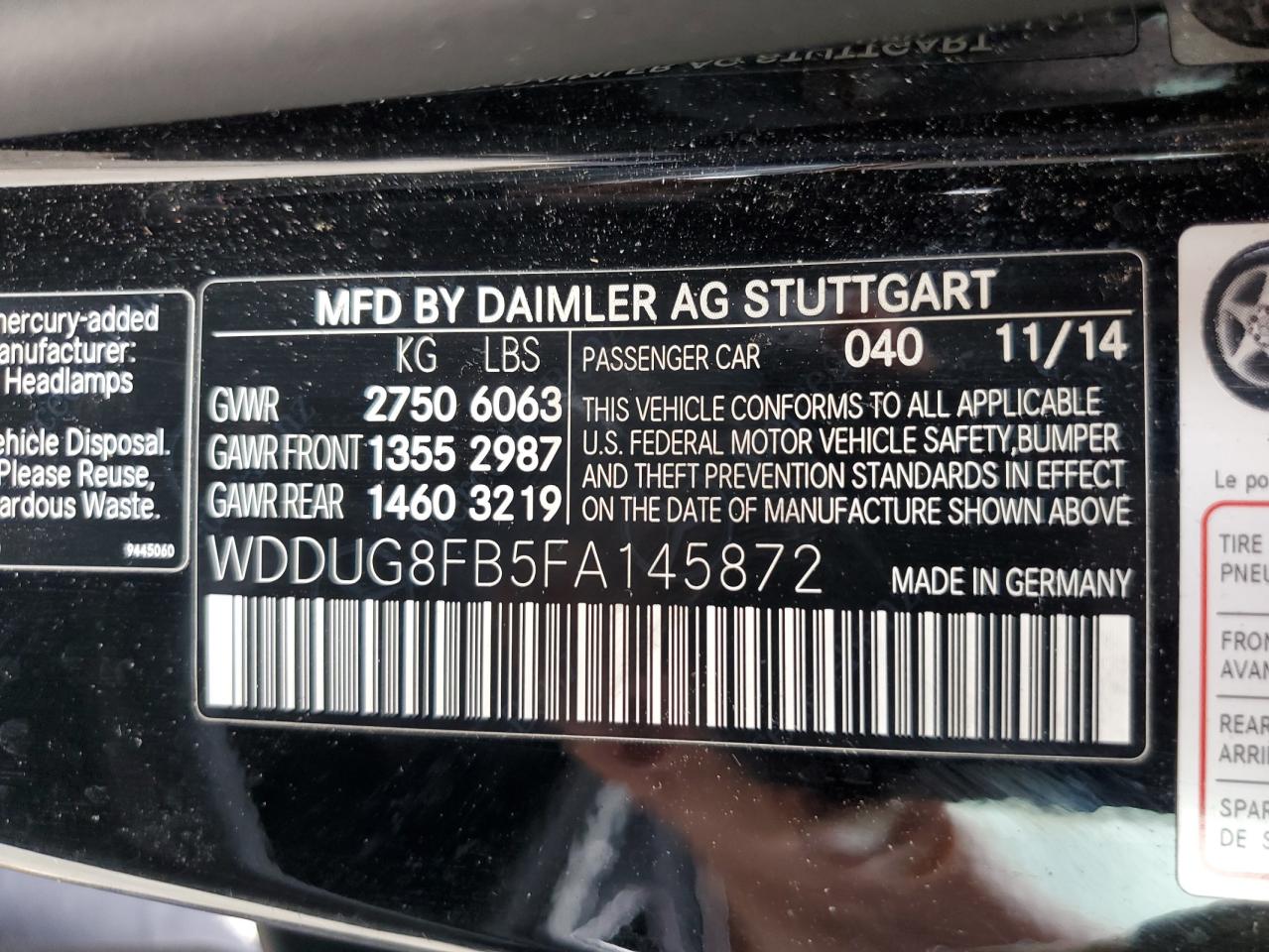 WDDUG8FB5FA145872 2015 Mercedes-Benz S 550 4Matic