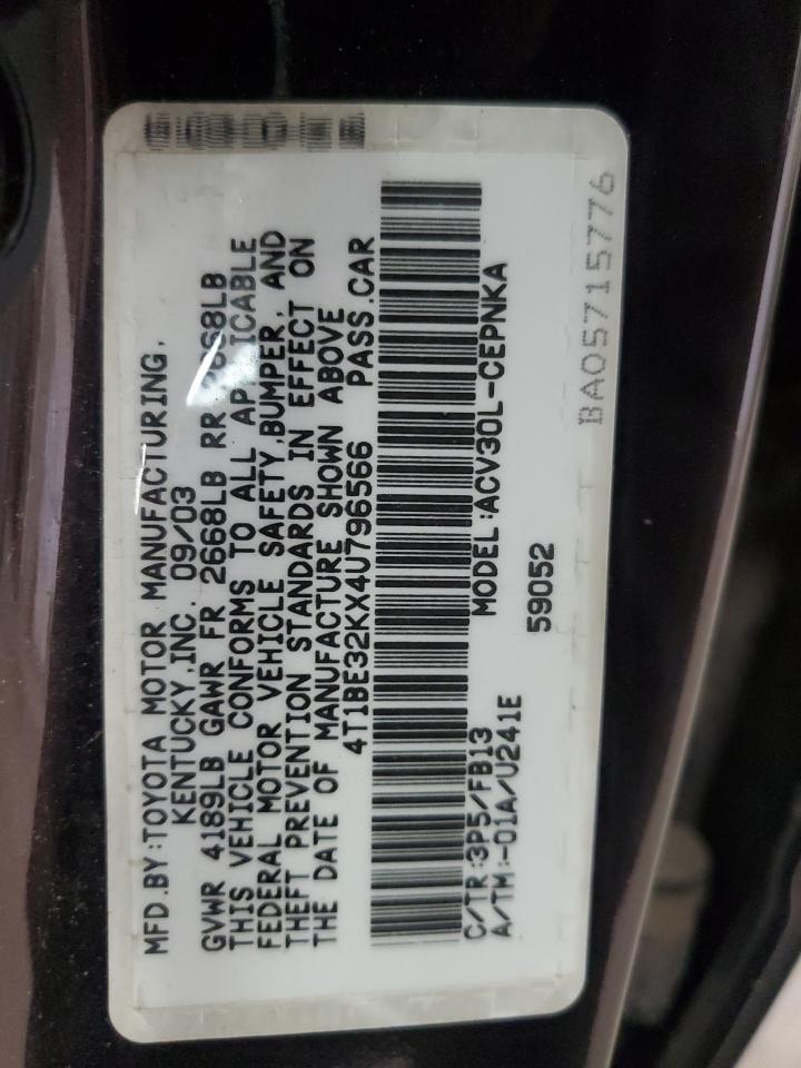 4T1BE32KX4U796566 2004 Toyota Camry Le