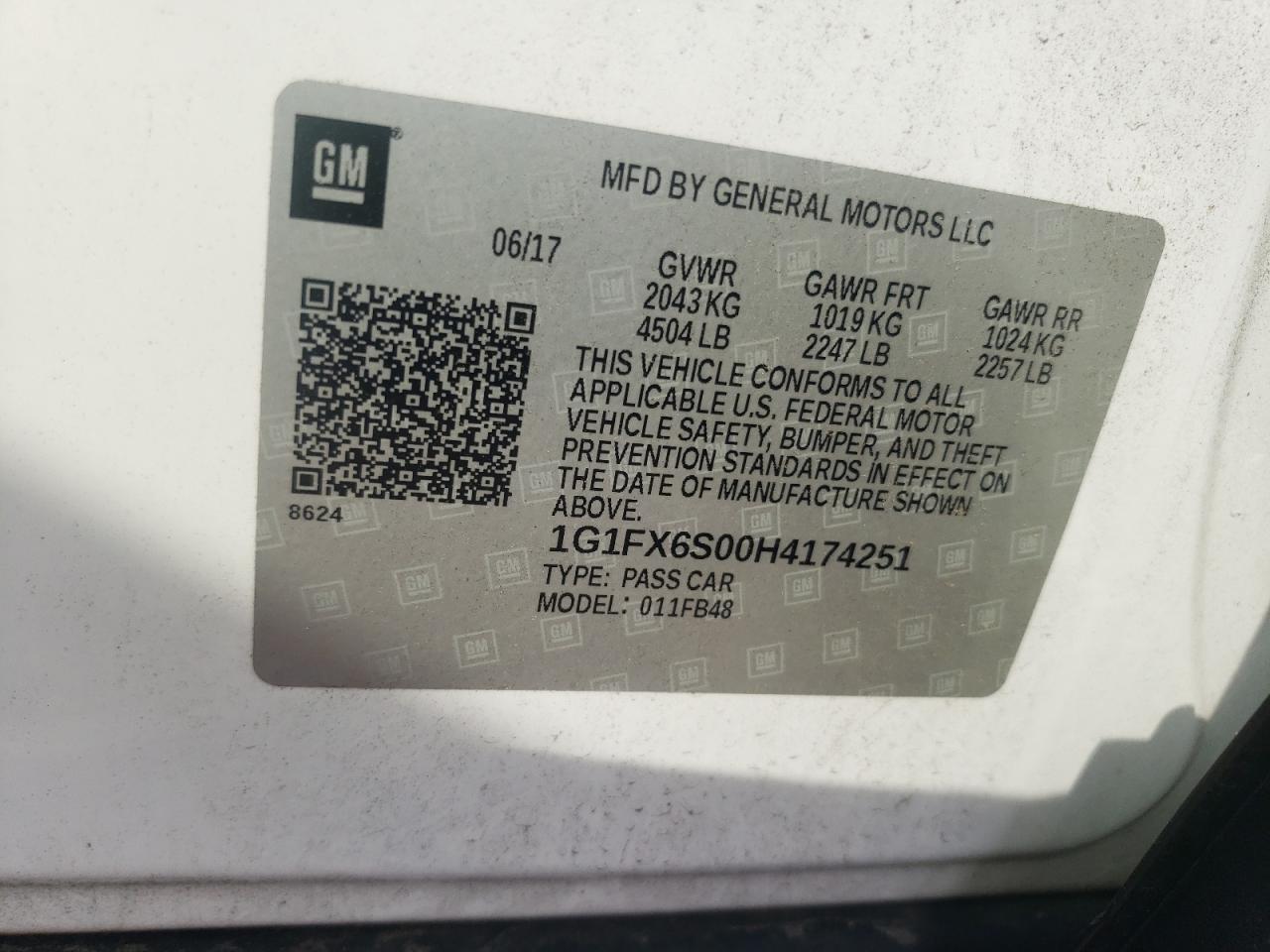 1G1FX6S00H4174251 2017 Chevrolet Bolt Ev Premier