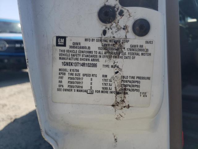 2004 Chevrolet Tahoe K1500 VIN: 1GNEK13T14R102086 Lot: 62965114