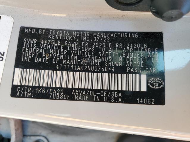 VIN 4T1T11AK2NU075844 2022 Toyota Camry, SE no.12