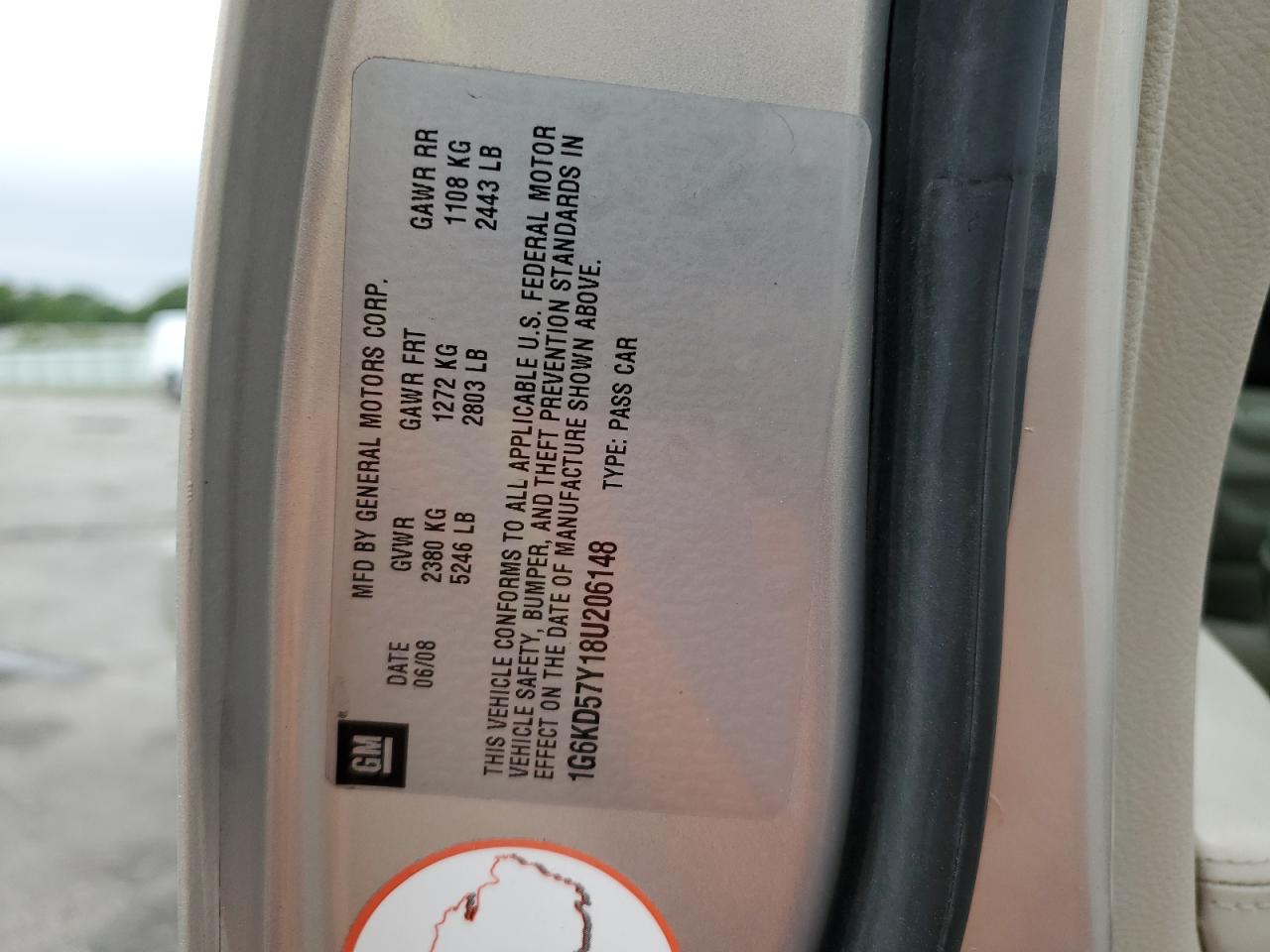 1G6KD57Y18U206148 2008 Cadillac Dts