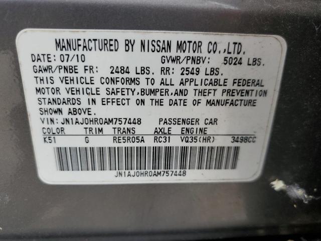 2010 Infiniti Ex35 Base VIN: JN1AJ0HR0AM757448 Lot: 62838244