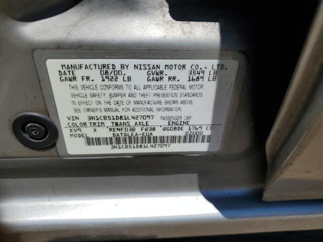 2001 Nissan Sentra Xe VIN: 3N1CB51D81L427097 Lot: 61557454
