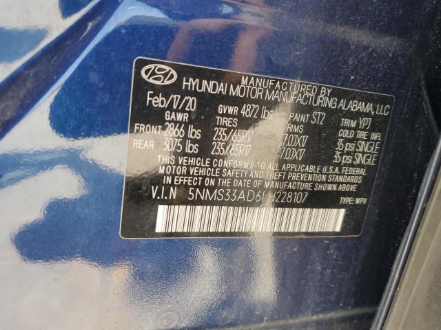2020 Hyundai Santa Fe Sel VIN: 5NMS33AD6LH228107 Lot: 61433924