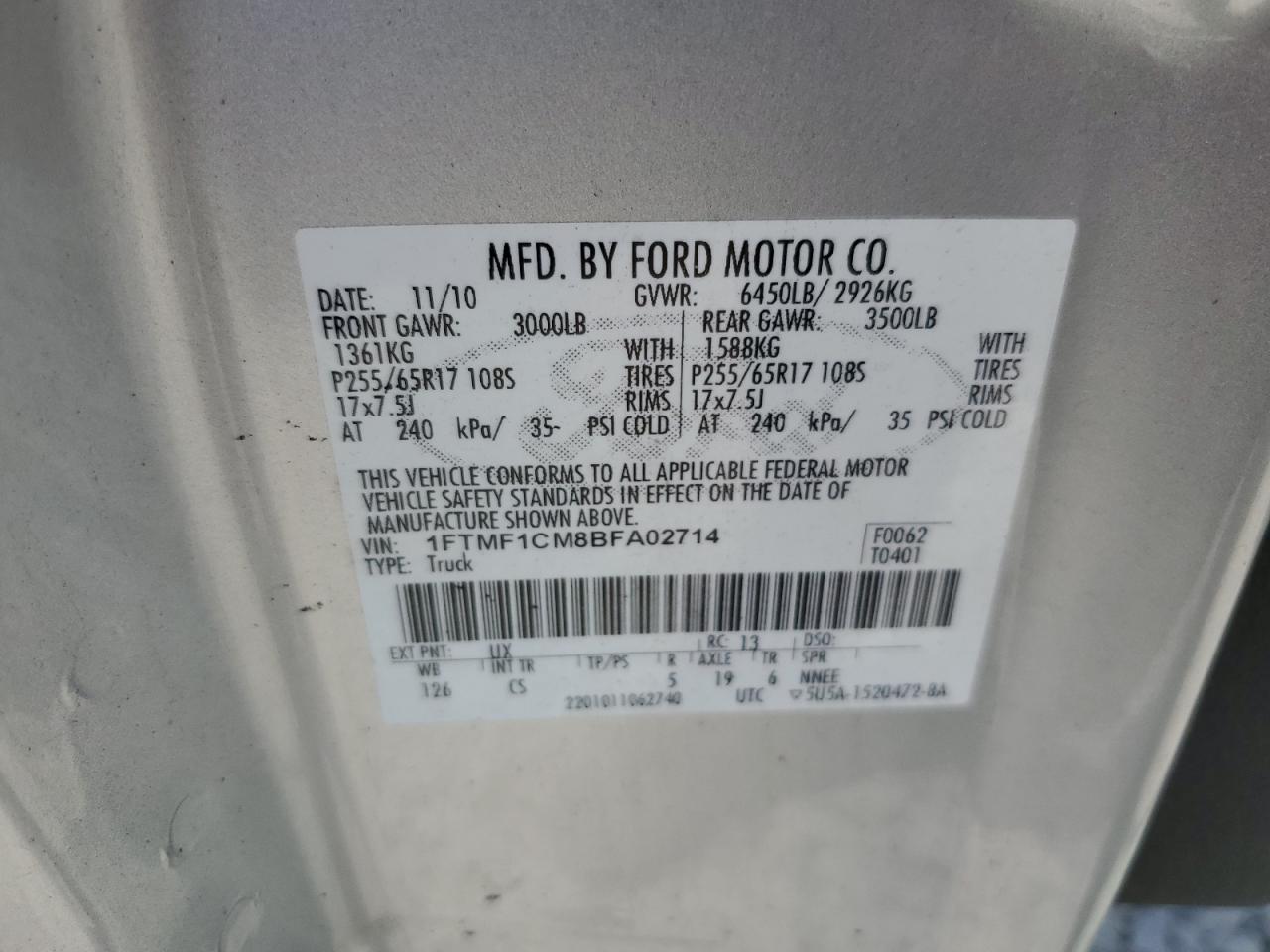 1FTMF1CM8BFA02714 2011 Ford F150