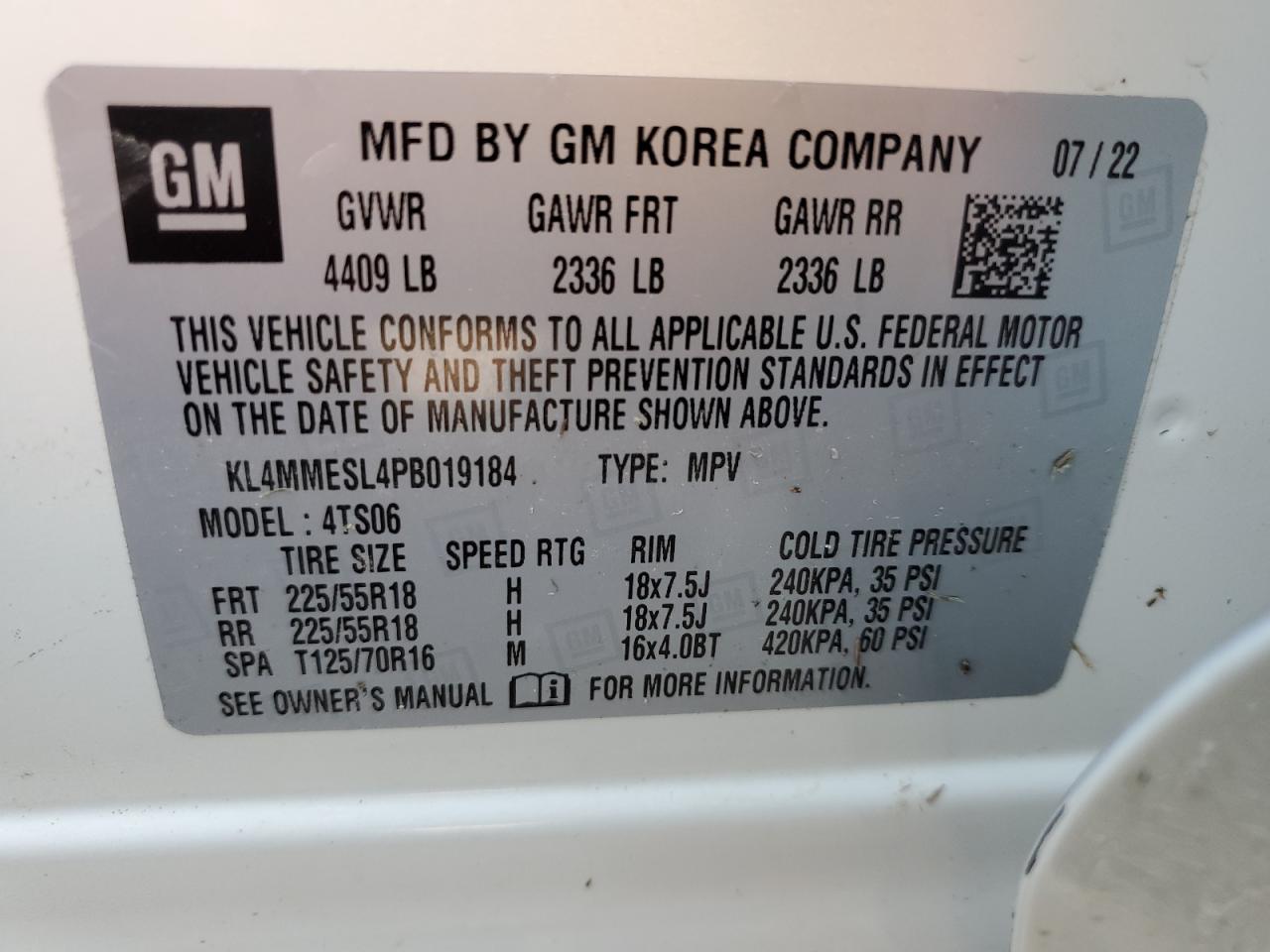 KL4MMESL4PB019184 2023 Buick Encore Gx Select