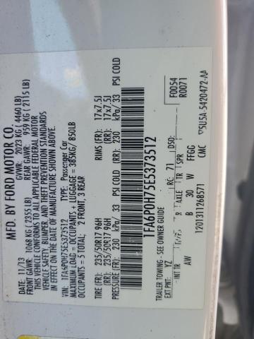 2014 Ford Fusion Se VIN: 1FA6P0H75E5373512 Lot: 62920604