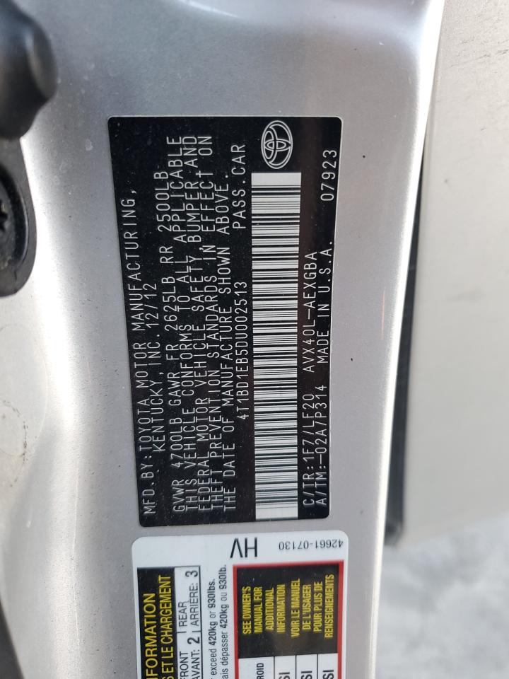 4T1BD1EB5DU002513 2013 Toyota Avalon Hybrid