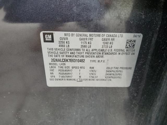 2014 Chevrolet Equinox Lt VIN: 2GNALCEK7E6310482 Lot: 61752544