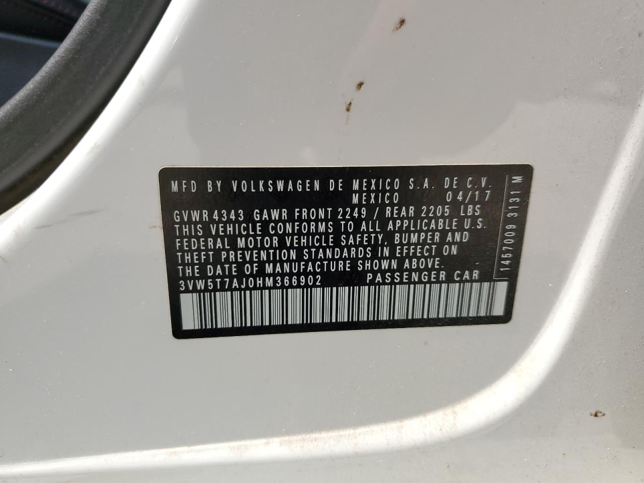 3VW5T7AJ0HM366902 2017 Volkswagen Jetta Gli