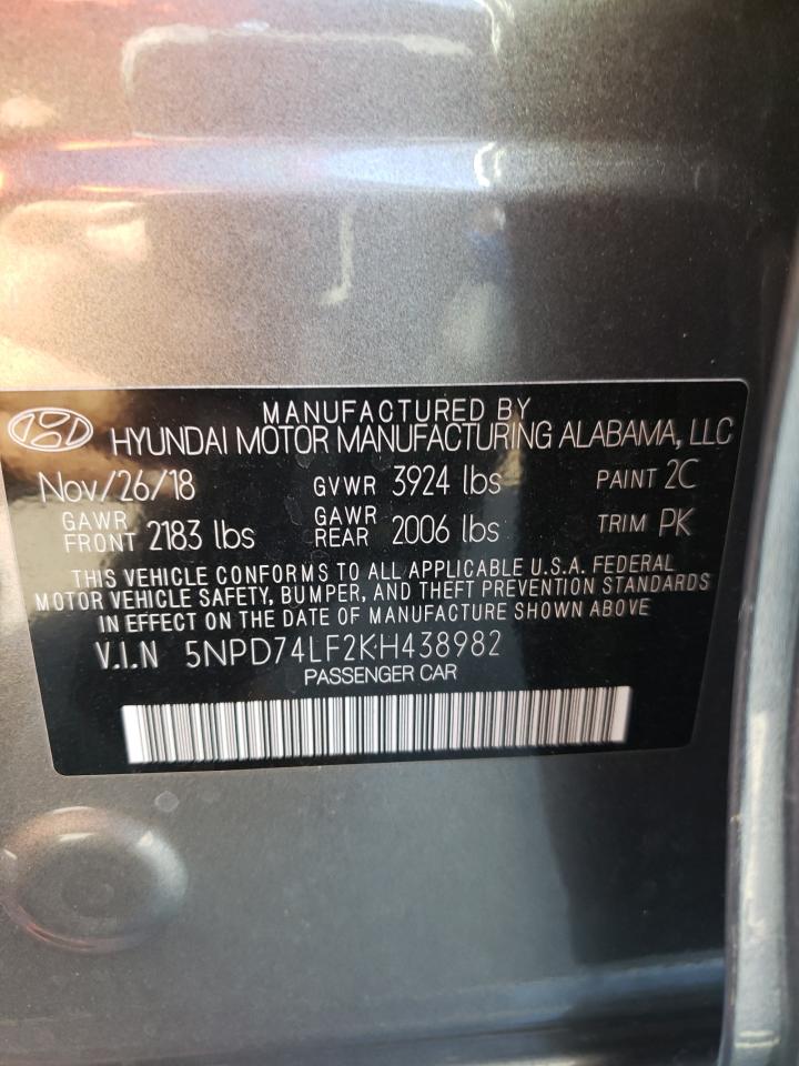 5NPD74LF2KH438982 2019 Hyundai Elantra Se