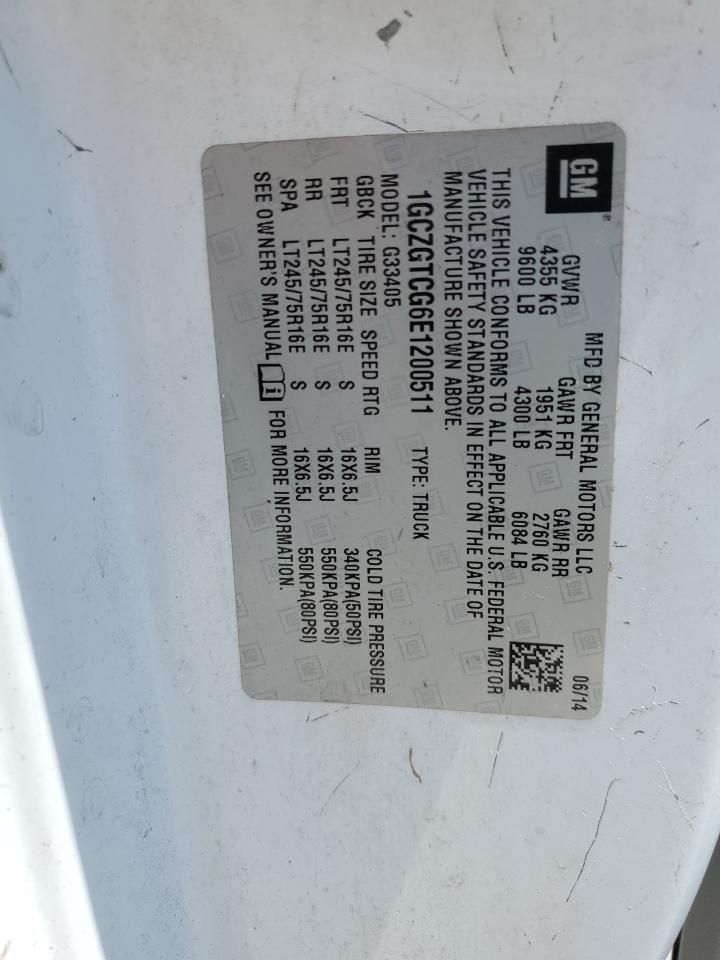 1GCZGTCG6E1200511 2014 Chevrolet Express G3500