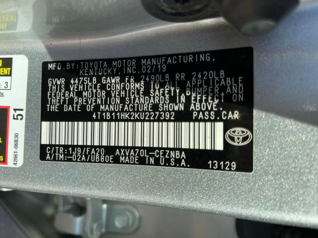 VIN 4T1B11HK2KU227392 2019 Toyota Camry, L no.10