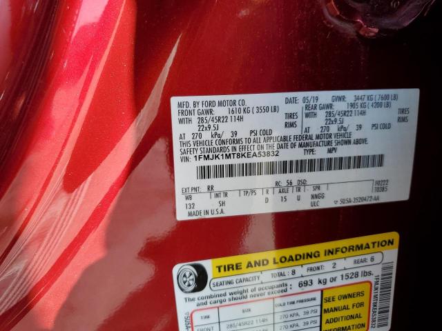 2019 Ford Expedition Max Platinum VIN: 1FMJK1MT8KEA53832 Lot: 61476074