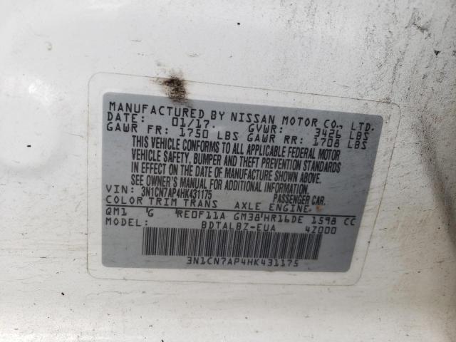 2017 NISSAN VERSA S - 3N1CN7AP4HK431175