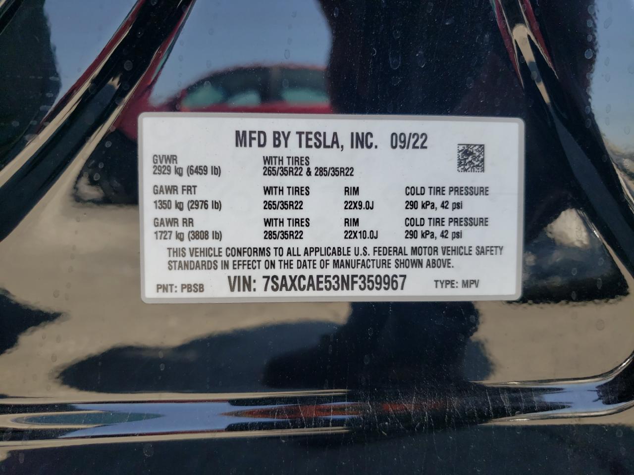 7SAXCAE53NF359967 2022 Tesla Model X