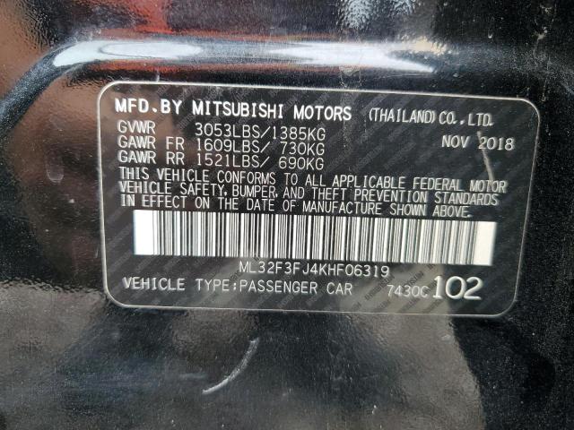 2019 Mitsubishi Mirage G4 Es VIN: ML32F3FJ4KHF06319 Lot: 62125464