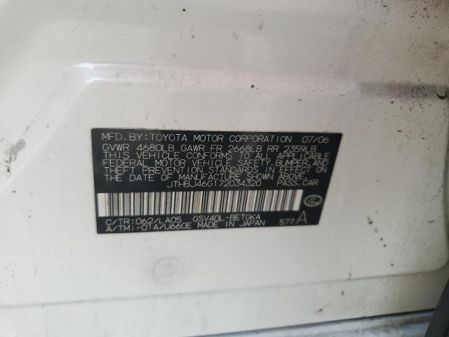 2007 Lexus Es 350 VIN: JTHBJ46G172034320 Lot: 61287104