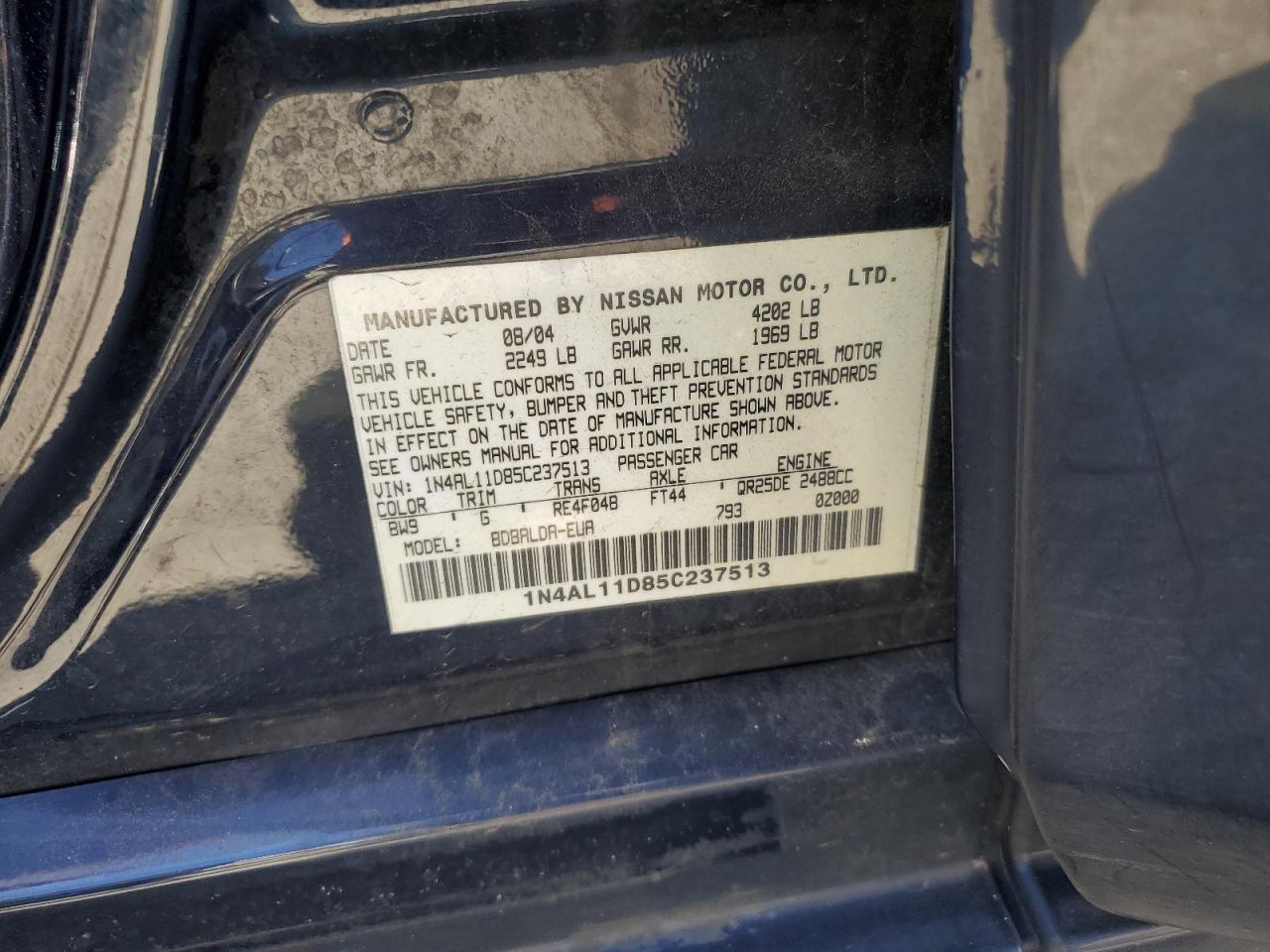 1N4AL11D85C237513 2005 Nissan Altima S