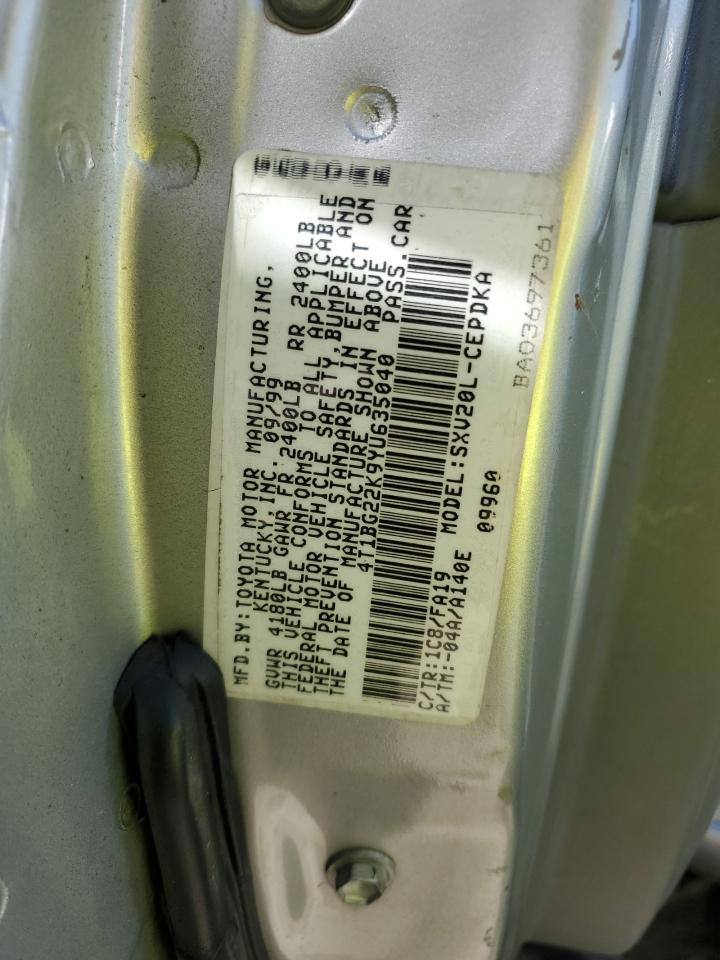 4T1BG22K9YU635040 2000 Toyota Camry Ce