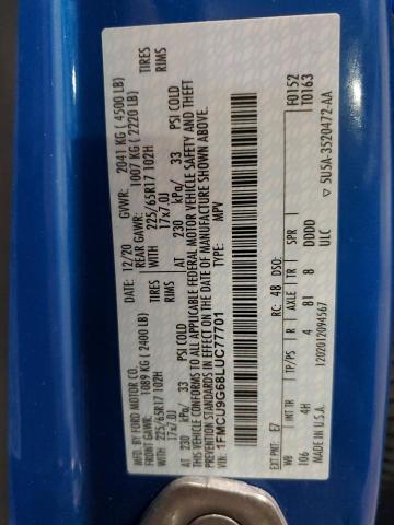 2020 FORD ESCAPE SE - 1FMCU9G68LUC77701