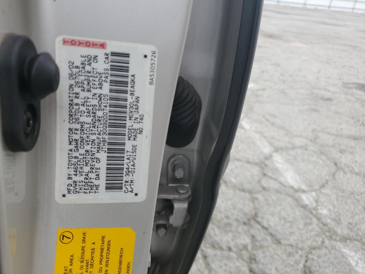 JTHBF30G920074105 2002 Lexus Es 300