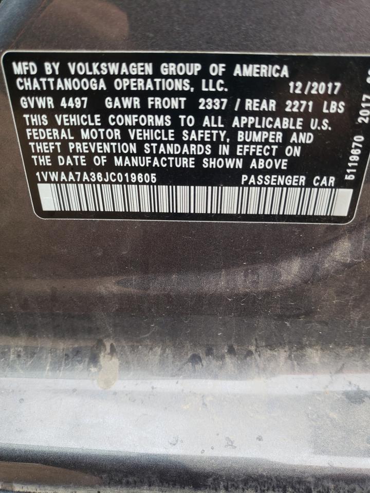 1VWAA7A36JC019605 2018 Volkswagen Passat S