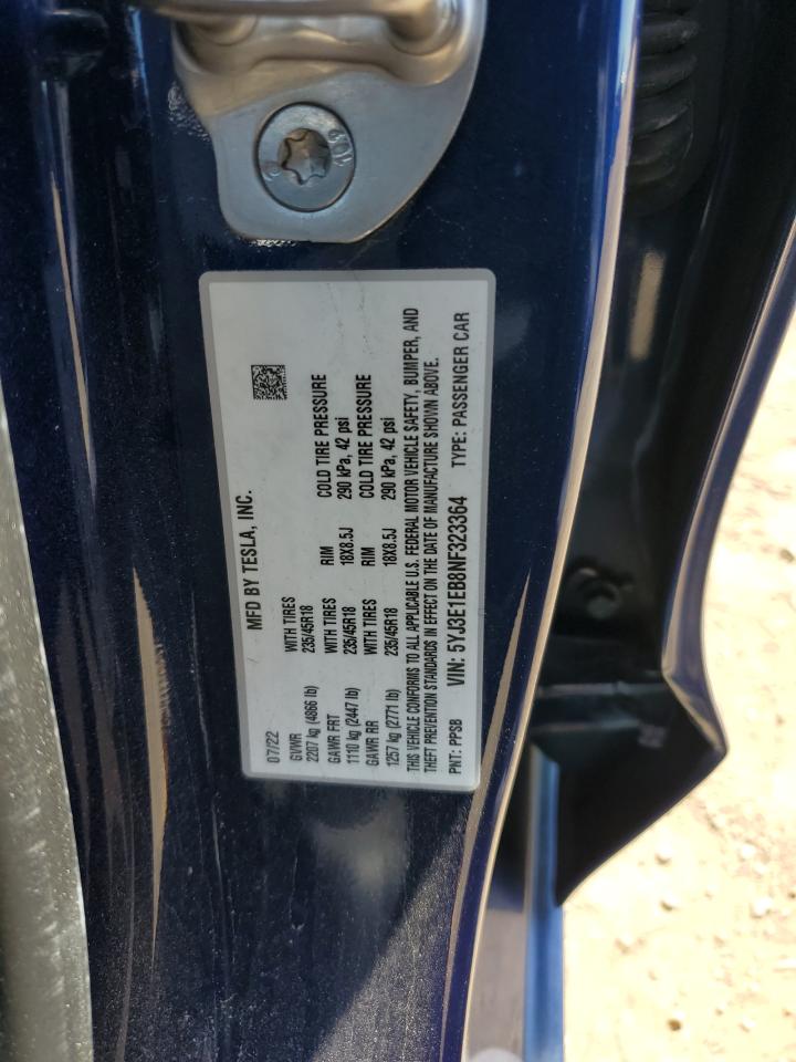 5YJ3E1EB8NF323365 2022 Tesla Model 3