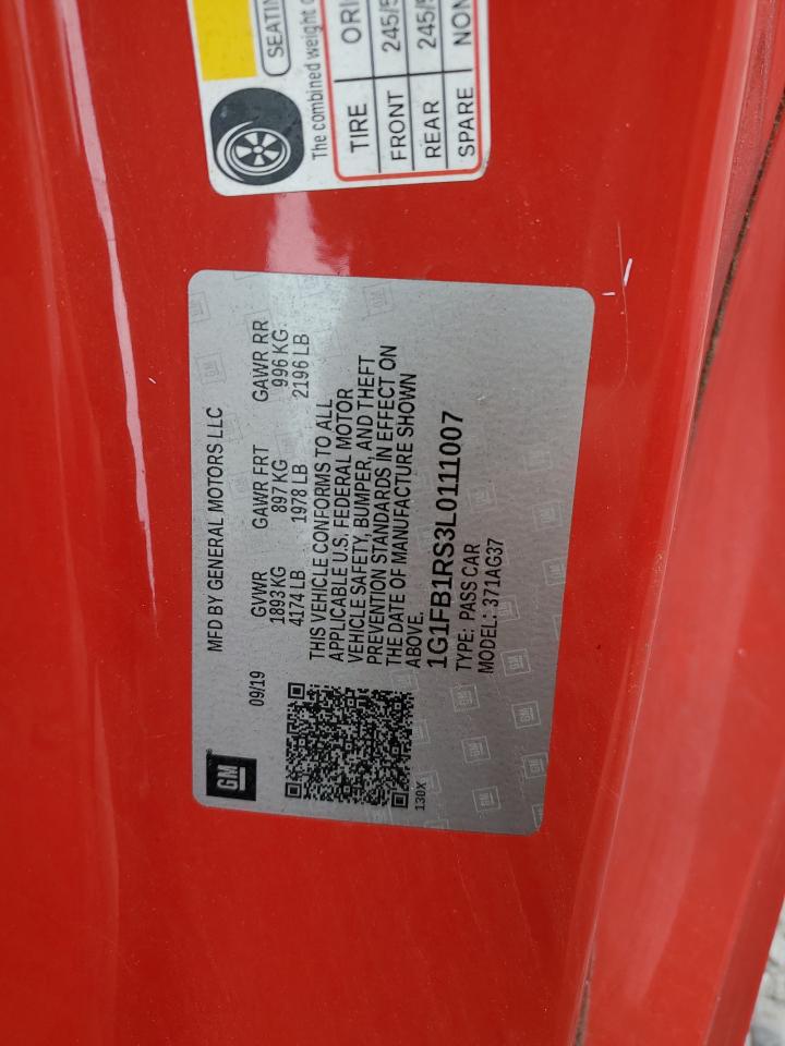 1G1FB1RS3L0111007 2020 Chevrolet Camaro Ls