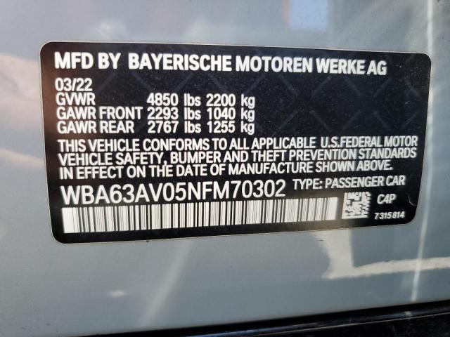 VIN WBA63AV05NFM70302 2022 BMW 4 Series, 430I Gran ... no.13