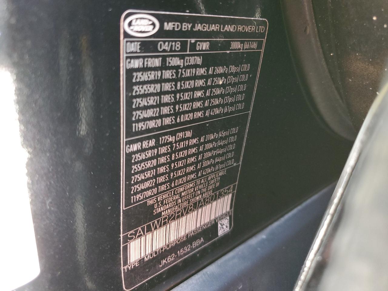 SALWR2RV8JA801354 2018 Land Rover Range Rover Sport Hse