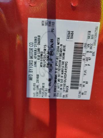 2005 Ford Ranger VIN: 1FTYR10UX5PA92993 Lot: 62049934